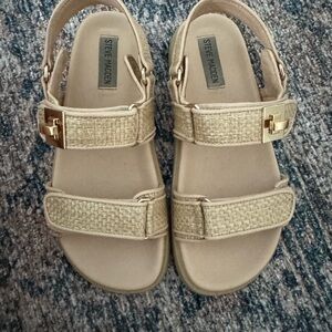 Steve Madden Tan Sandals with Gold Accent